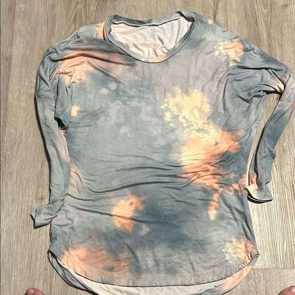 Tiny Tim’s Bamboo Tie-Dye Long Sleeve Top - Orange and Gray